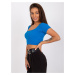 MODRÝ DÁMSKÝ CROP TOP S KRÁTKÝMI RUKÁVY -BLUE Modrá