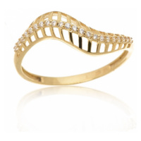 Dámský zlatý prsten s čirými zirkony PR0425F + DÁREK ZDARMA