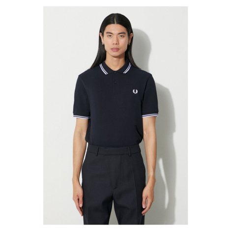 Bavlněné polo tričko Fred Perry tmavomodrá barva, s aplikací, M3600.238