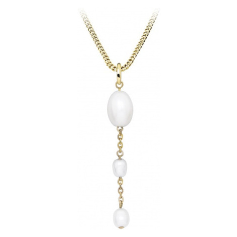 Silver Cat Něžný pozlacený náhrdelník s pravými perlami SC513 (řetízek, přívěsek)