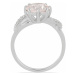 Prsten stříbrný s velkým broušeným růženínem a zirkony Ag 925 015554 RQ - 57 mm , 2,67 g