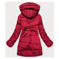 Asymetrická červená dámská zimní bunda (M-21113)