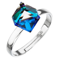Evolution Group Stříbrný prsten s krystaly modrá kostička 35011.5 bermuda blue