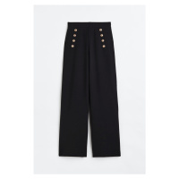H & M - Kalhoty's předními knoflíky - černá