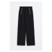 H & M - Kalhoty's předními knoflíky - černá