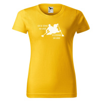 DOBRÝ TRIKO Vtipné dámské tričko s potiskem Co se stane na vodě Barva: Žlutá