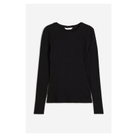 H & M - Žebrované bavlněné triko - černá