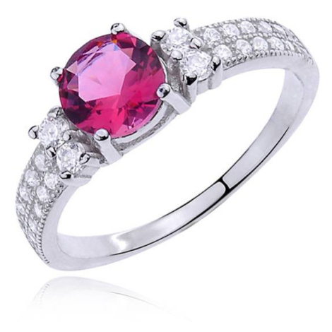 Stříbrný prsten s rubínem a zirkony Z0606 - Pink, | |