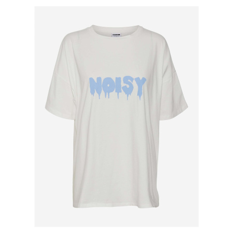 Bílé volné tričko s nápisem Noisy May Mida