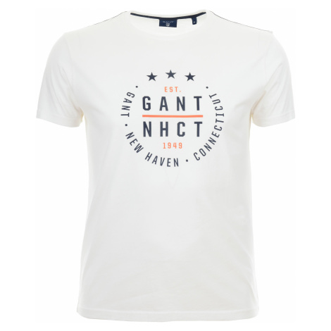 Pánské krémově bílé tričko Gant s kruhovým potiskem