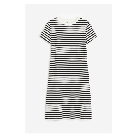 H & M - Žebrované tričkové šaty - bílá H&M