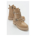 LuviShoes Cell Women's Boots with Dark Beige Skin and Stones.