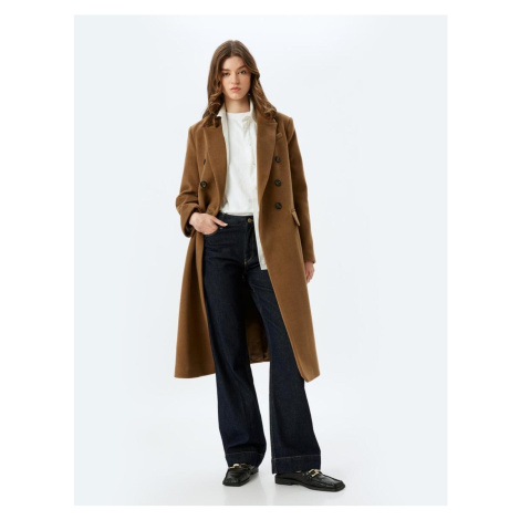 Koton Buttoned Double Breasted Long Cashmere Coat