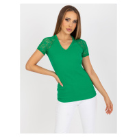 Zelené tričko s krajkovými rukávy --green Zelená