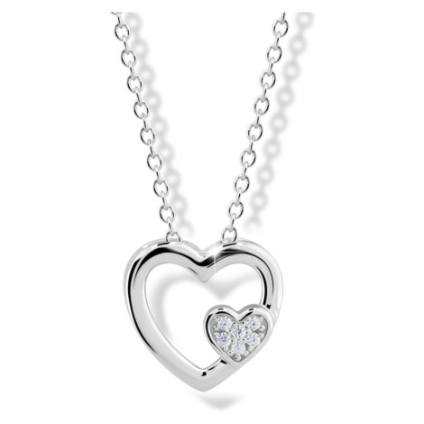 Modesi Něžný stříbrný náhrdelník se zirkony Dvě srdce M43085