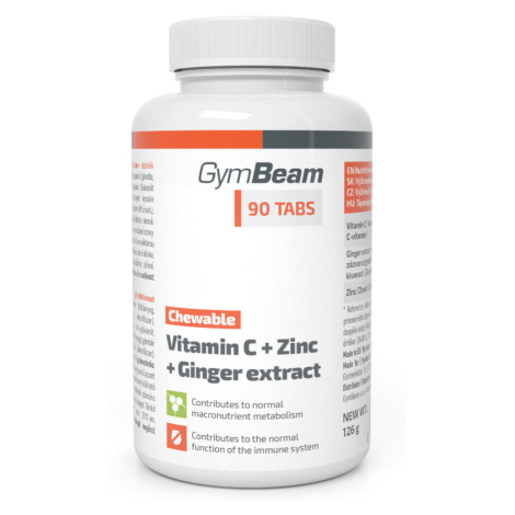 Gymbeam EXP 4.10.2023 Vitamín C + Zinek + extrakt ze zázvoru, tablety na cucání 90 tablet