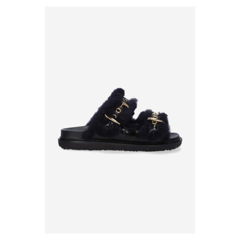 Kožené pantofle Marni Fussbett Shoe dámské, černá barva, FBMS014501.P5045.ZL866-black