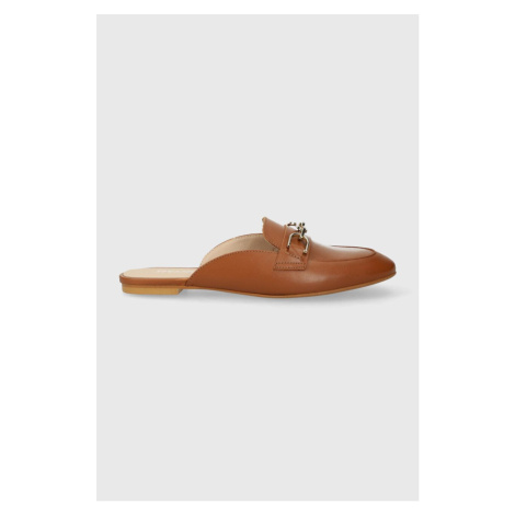 Kožené pantofle Geox D LLIZIA A dámské, hnědá barva, D36TUA00085C6001