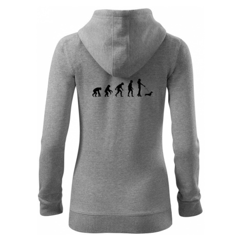 Jezevčík Evoluce muž / žena - Dámská mikina trendy zipper s kapucí