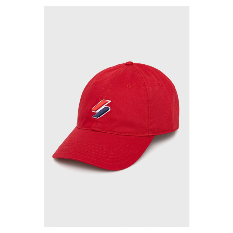 Čepice Superdry červená barva, s aplikací