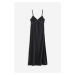H & M - Saténové šaty zdobené štrasem - černá