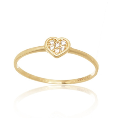 Dámský zlatý prsten se srdíčkem PR0637F + DÁREK ZDARMA JVD