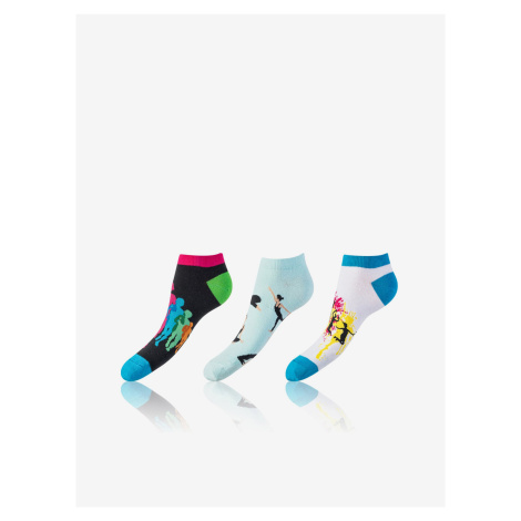 Sada tří párů unisex ponožek v černé, bílé a světle modré barvě Bellinda CRAZY IN-SHOE SOCKS 3x