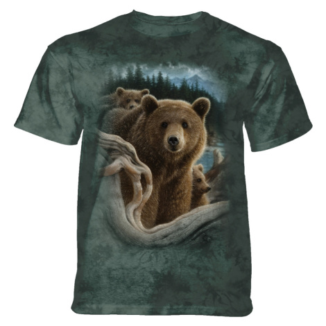 Pánské batikované triko The Mountain Backpacking Bear - zelená