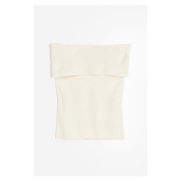 H & M - Pletený top's odhalenými rameny - bílá