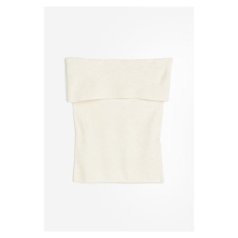 H & M - Pletený top's odhalenými rameny - bílá H&M
