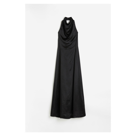 H & M - Šaty halterneck z hedvábné směsi - černá H&M