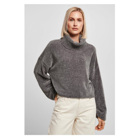 Ladies Short Chenille Turtleneck Sweater - asphalt Urban Classics