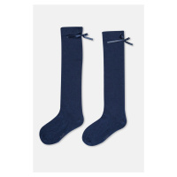 Dagi Navy Blue Girls' Bow Knee High Socks