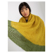 Žlutá a zelená dvoubarevná dámská pletená šála