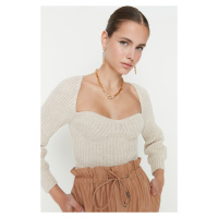 Trendyol Stone Crop Heart Collar Knitwear Sweater