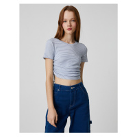 Koton Crop T-shirt with Short Sleeves, Crew Neck Slim Fit