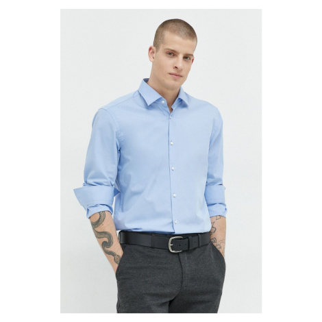 Košile HUGO pánská, tmavomodrá barva, slim, s klasickým límcem, 50289499 Hugo Boss