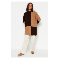 Trendyol velbloudí hnědá barva blokovaný pletený svetr