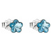 Stříbrné náušnice pecka s krystaly Swarovski modrá kytička 31080.3