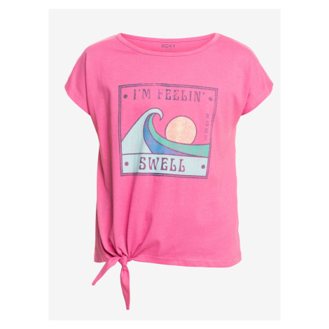 Růžové holčičí tričko s uzlem Roxy Pura Playa