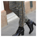 Blancheporte Kostkované kalhoty s kontrastními lampasy černá/hořčicová