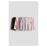 H & M - Bavlněné triko's dlouhým rukávem 5 kusů - růžová