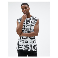 Koton Sleeveless Singlets with Slogan Printed Crewneck