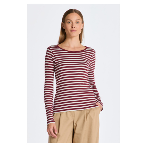 TRIČKO GANT SLIM STRIPED 1X1 RIBBED LS T-SHIRT červená