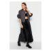 Trendyol Black Pleated Maxi Knitted Skirt