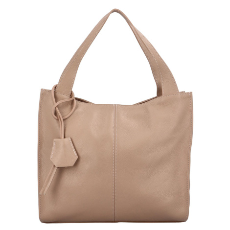 Prostorná kožená kabelka Lea, starorůžová Delami Vera Pelle