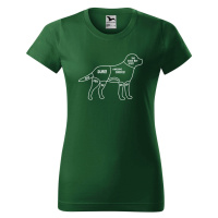 DOBRÝ TRIKO Dámské tričko s potiskem Kde drbat psa Barva: Lahvově zelená