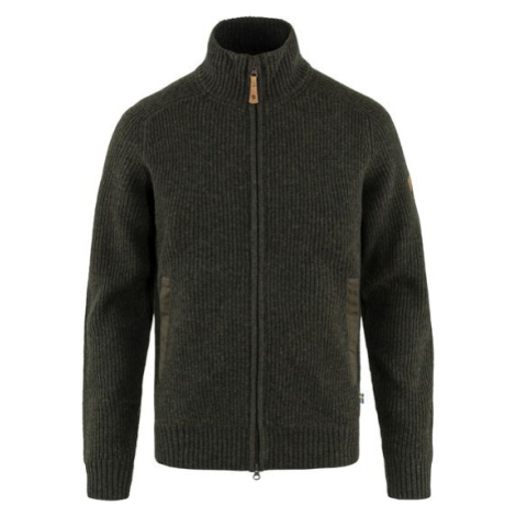 Fjällräven Övik Zip Cardigan Knit Barva DARK OLIVE