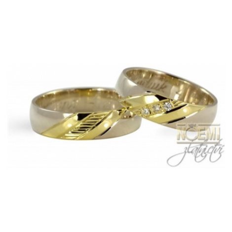 Zlaté snubní prsteny dvoubarevné 0026 + DÁREK ZDARMA