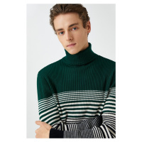 Koton Basic Knitwear Sweater Turtleneck Color Block Slim Fit.